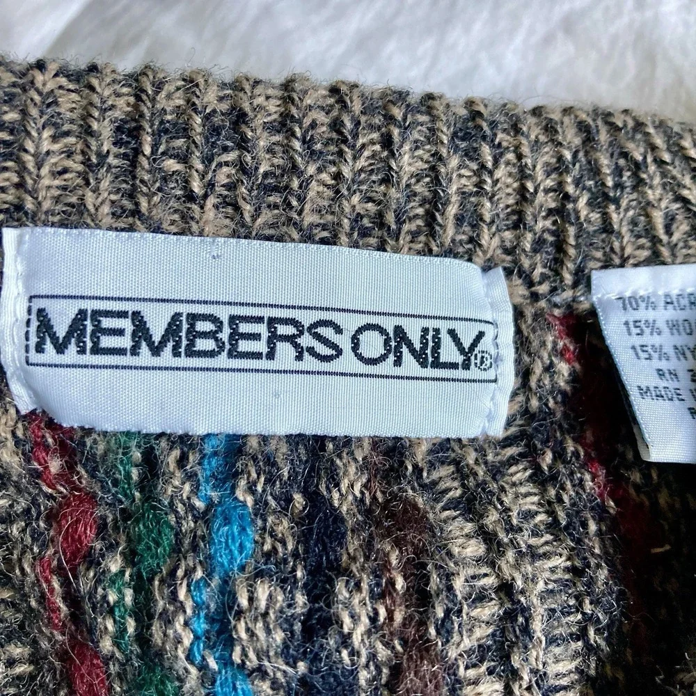 Vtg Members Only Sweater Vest Wool Blend Mens L Eclectic Grandpa Grandpacore EUC